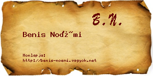 Benis Noémi névjegykártya